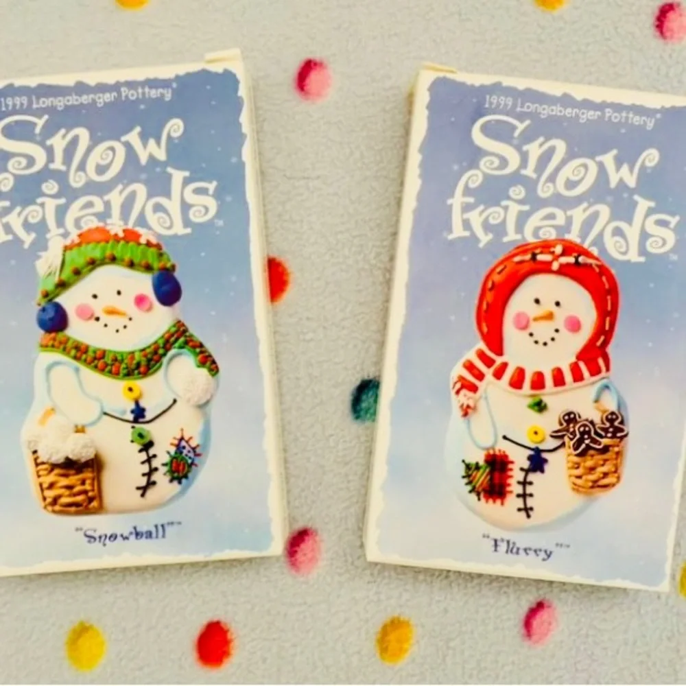 Vintage Longaberger Pottery 1999 Cookie Mold Series “Snowball” and “Flurry”